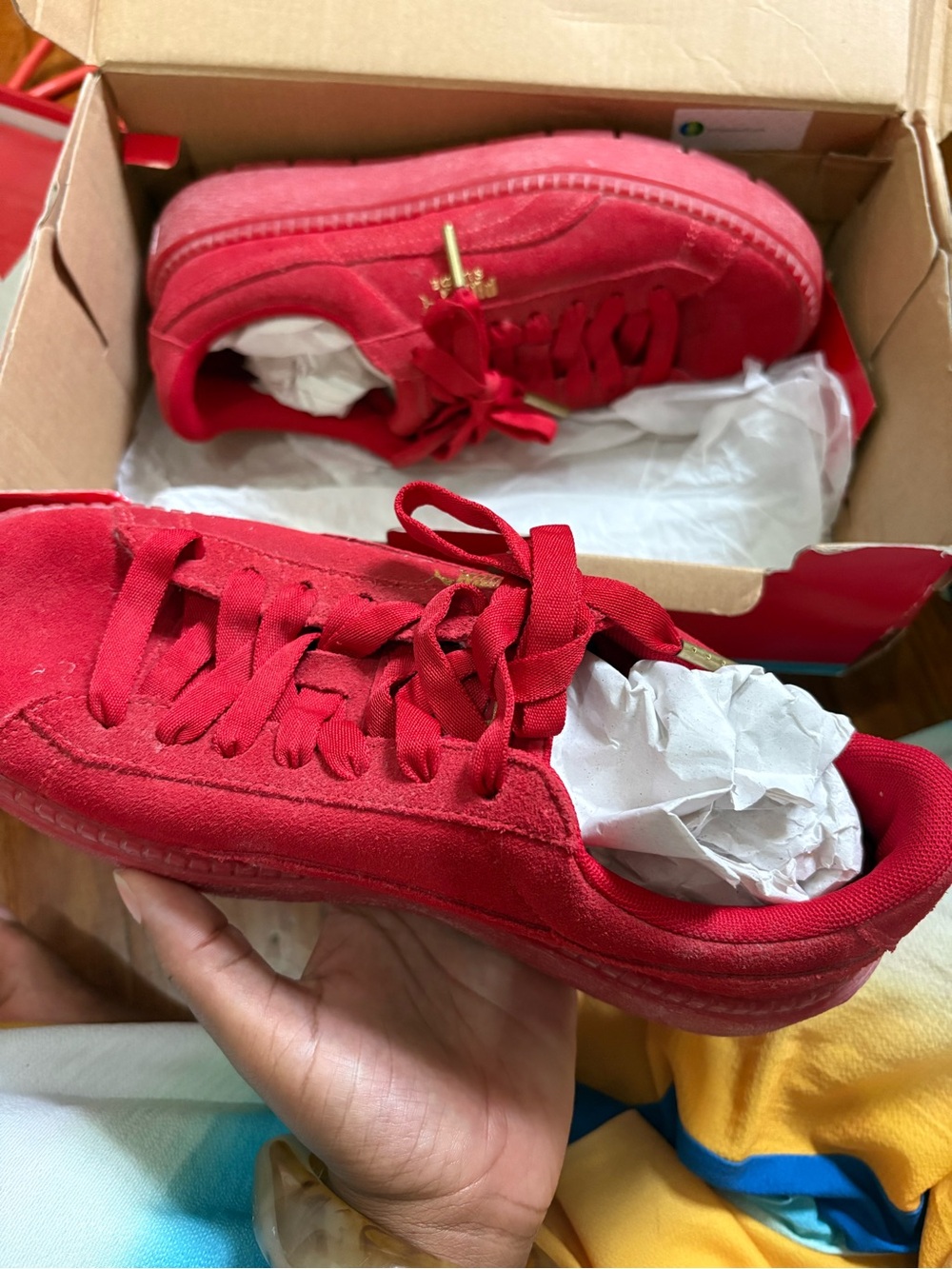 Puma Red Suede Platform Sneakers